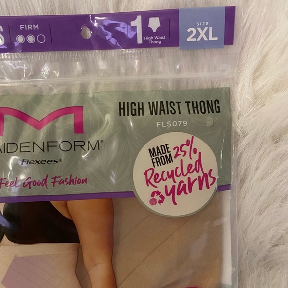 Maidenform Flexees Shapewear Womens Size 2XL Beige Seamless High Waist Thong - Picture 2 of 5